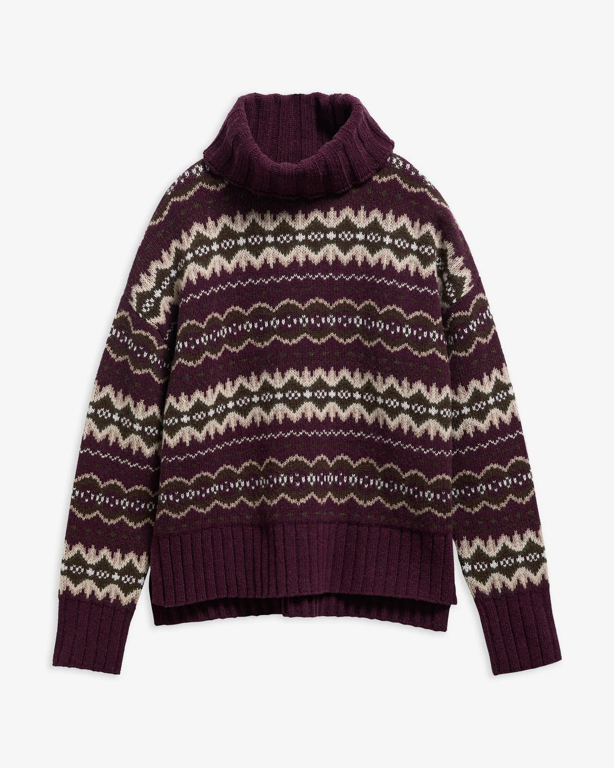 Helen Fair isle Roll-Neck Jumper - Fig Multi