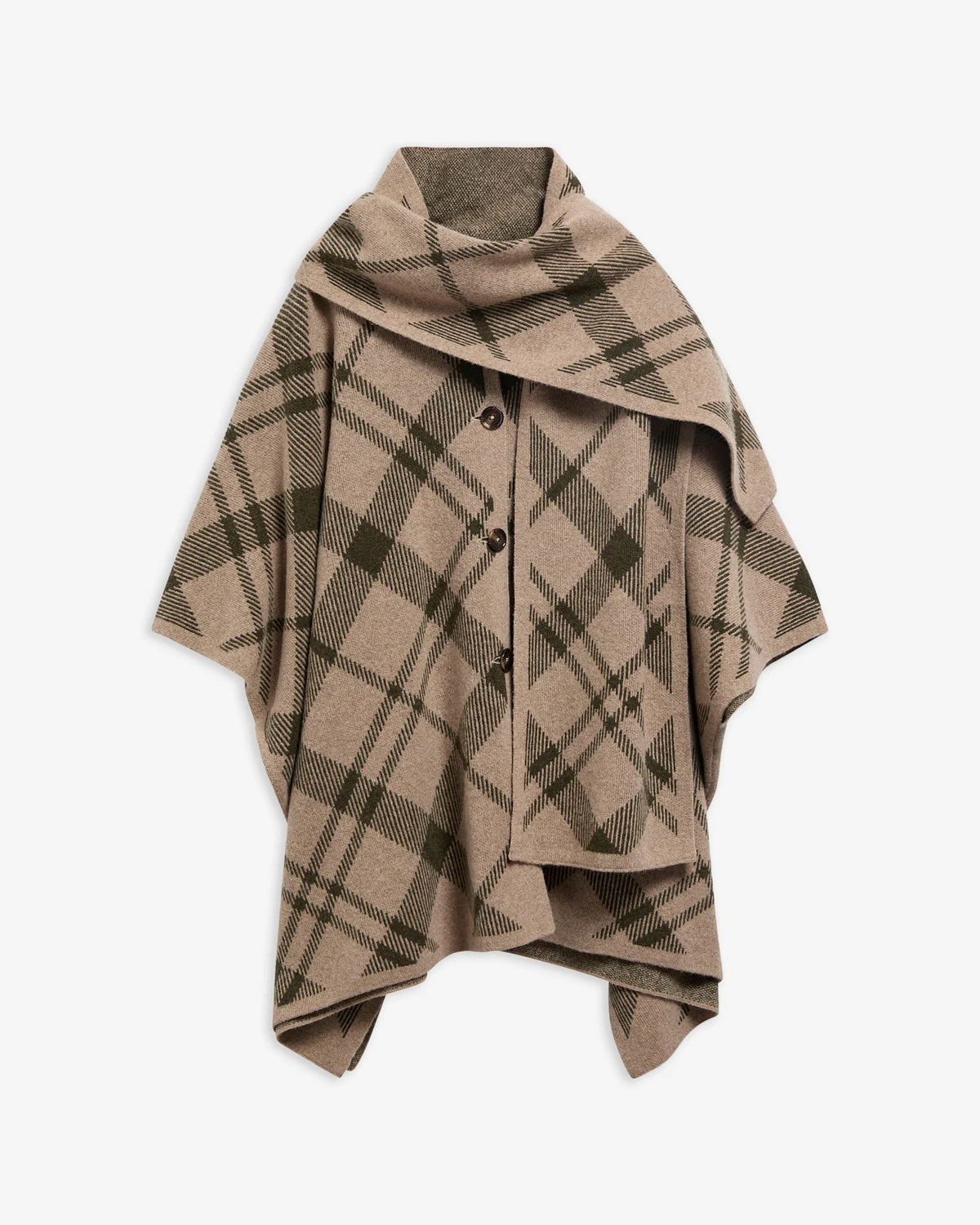 Vienna Tartan Wool-Blend Cape - Warm Trench Multi