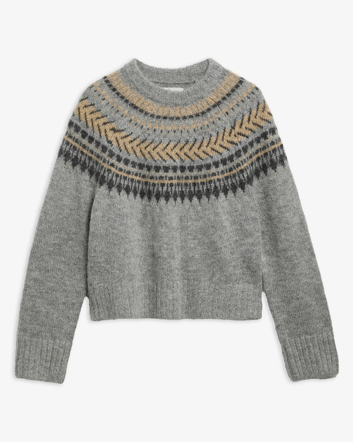 Annette Fair Isle Crew Neck Jumper - Grey Multi