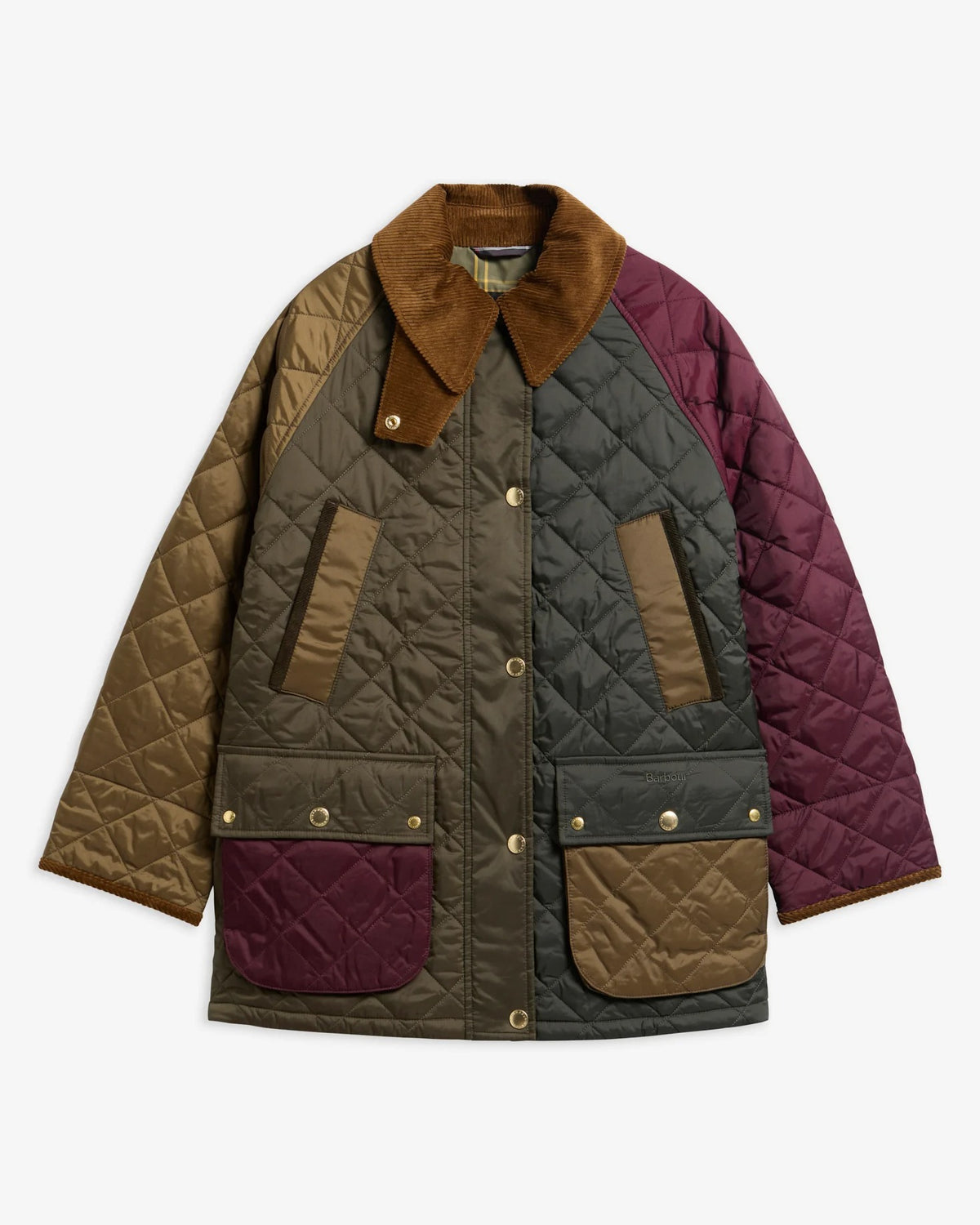 Patchwork Bedale Quilted Jacket - Olive/Ceech/Dk Olive/Merlot/Classic