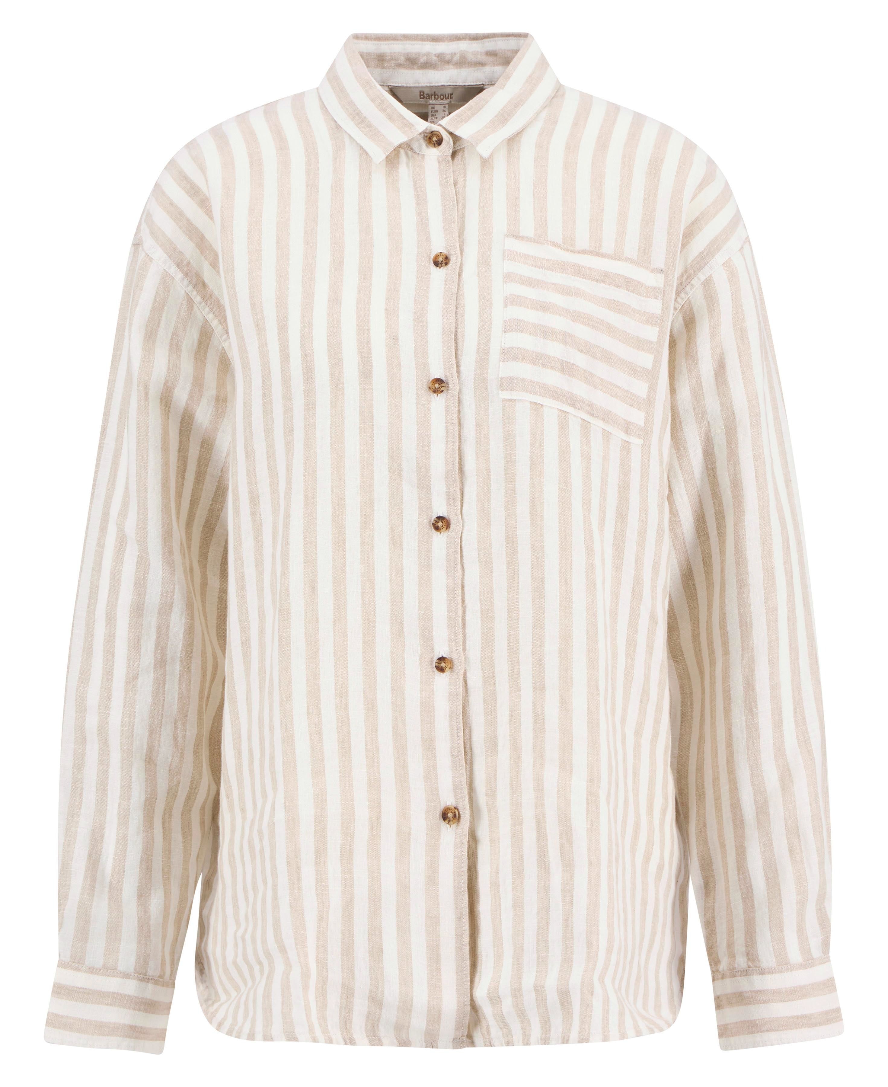 Annie Striped Linen Shirt - Light Sand Stripe