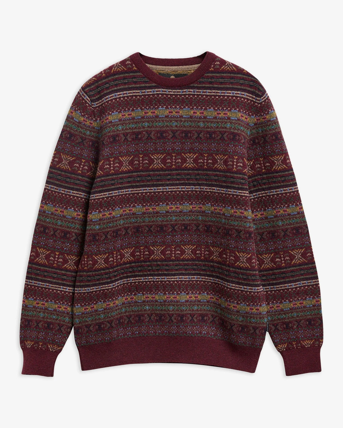 Dalehead Fair Isle Crew Neck Jumper - Wine