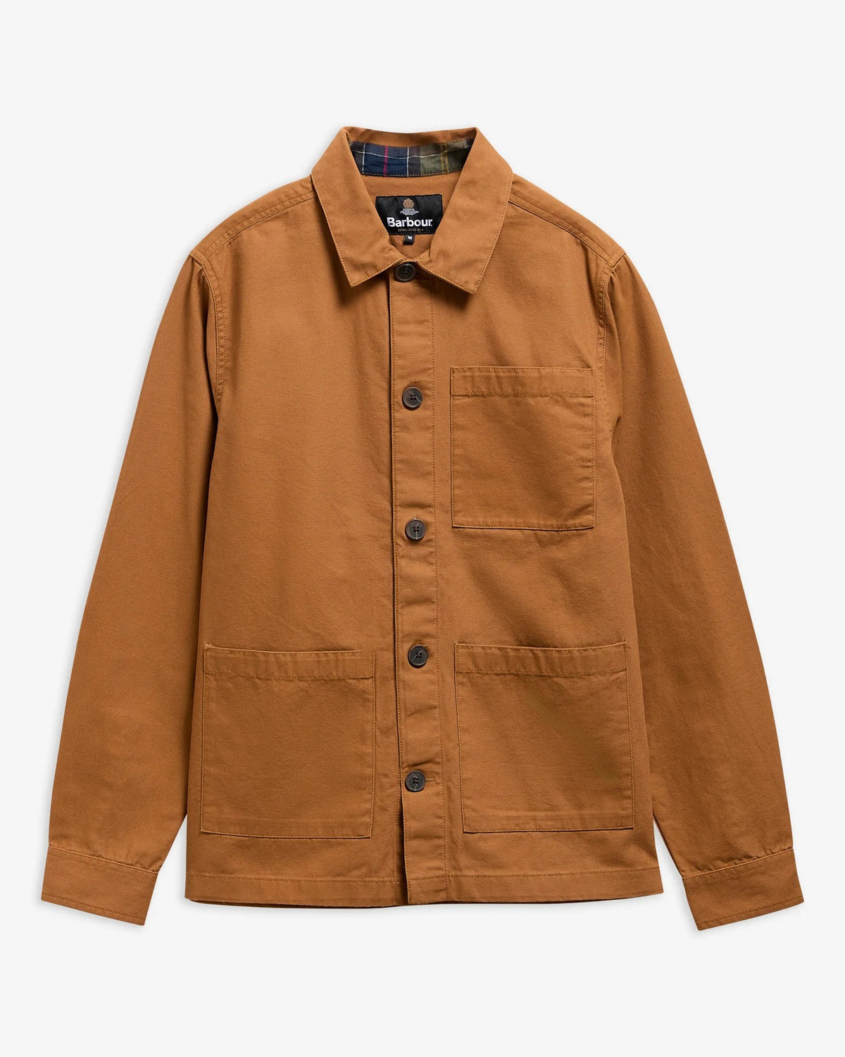 Tartan Trimmed Washed Overshirt - Cinammon