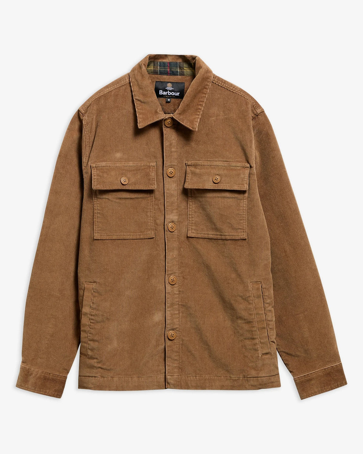 Tartan Trimmed Cord Overshirt - Sandstone
