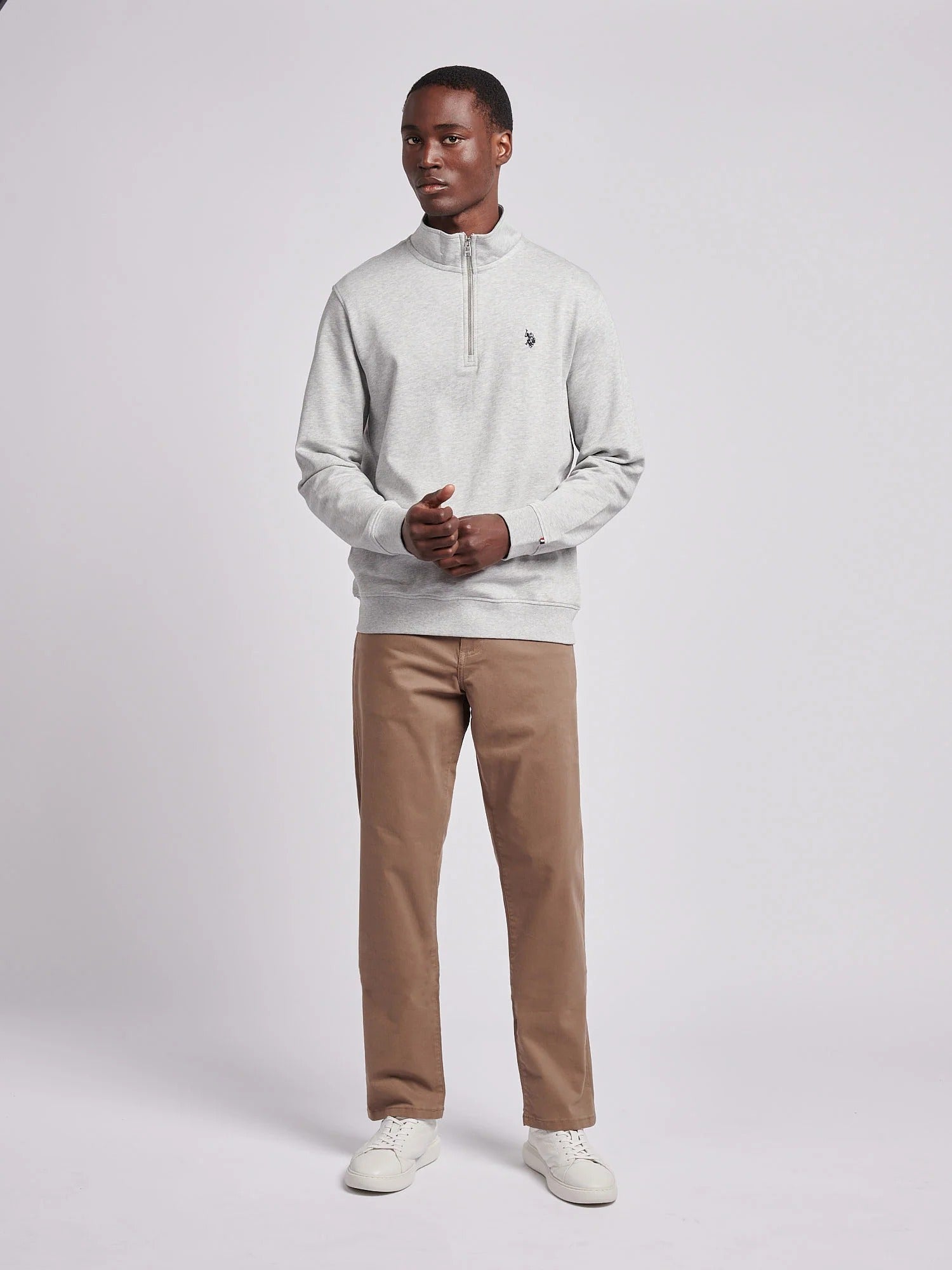 Men's 1/4 Zip Sweatshirt in Mid Grey Marl
