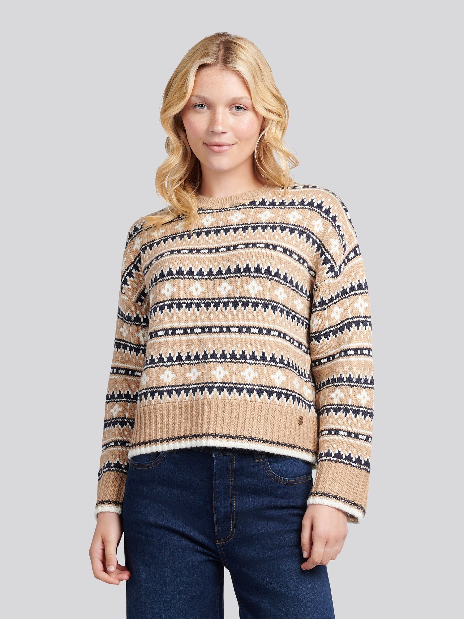 Women's Fair Isle Stripe Jumper in Natural