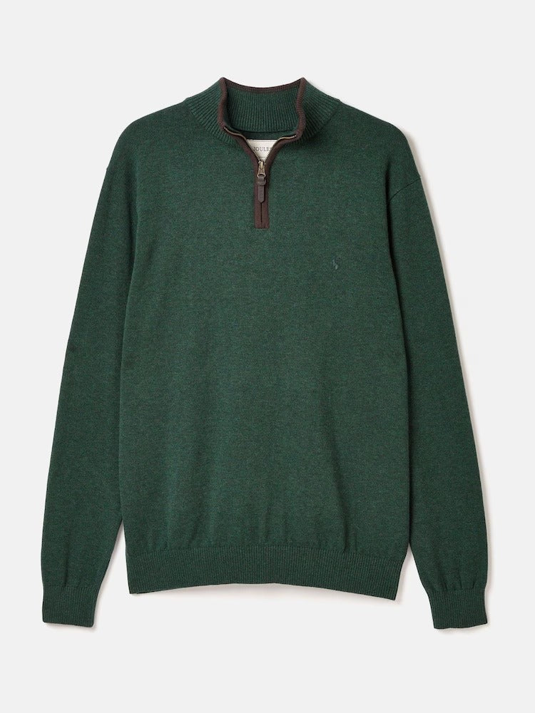 Hillside Dark Green Quarter Zip Knitted Jumper