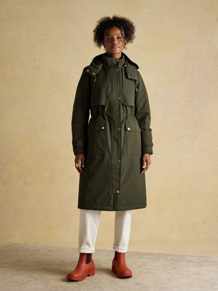 Warmwell Green Waterproof Fleece Lined Raincoat with Hood