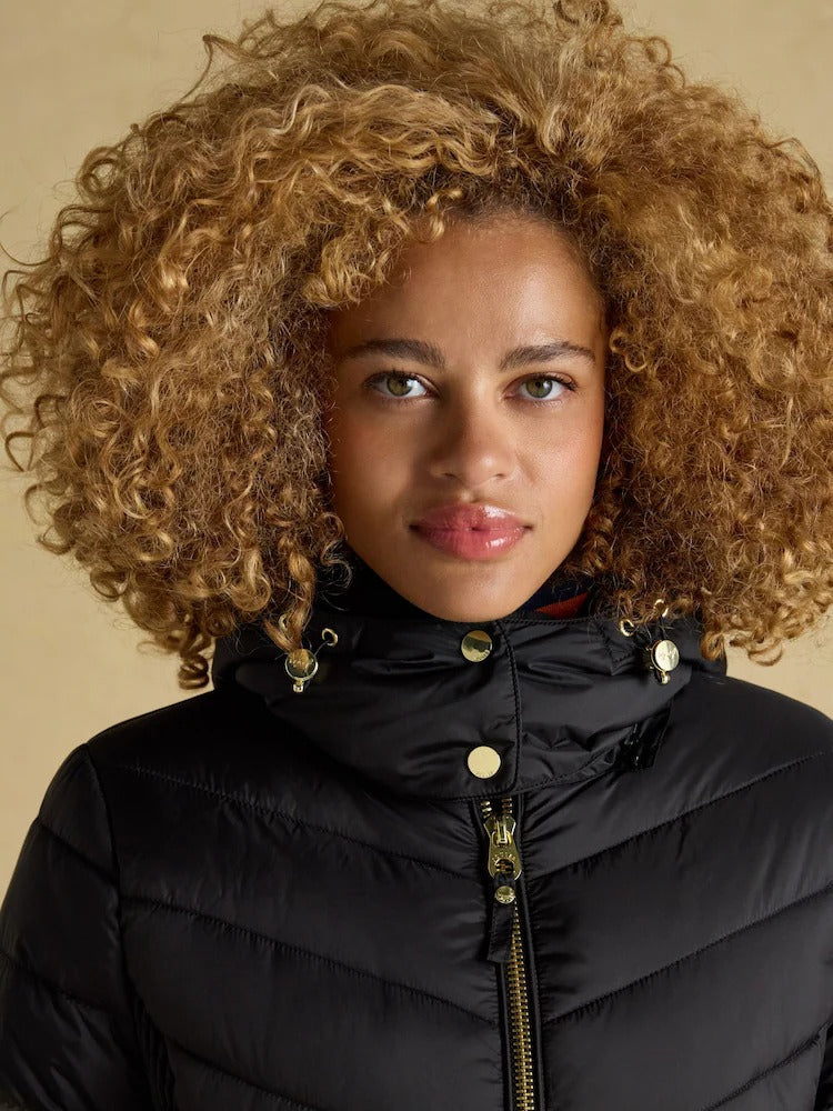 Pembury Black Showerproof Longline Padded Coat with Hood