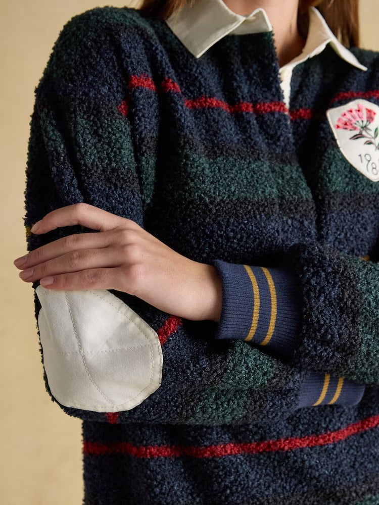 Navy Stripe Fleece Long Sleeve Rugby Shirt