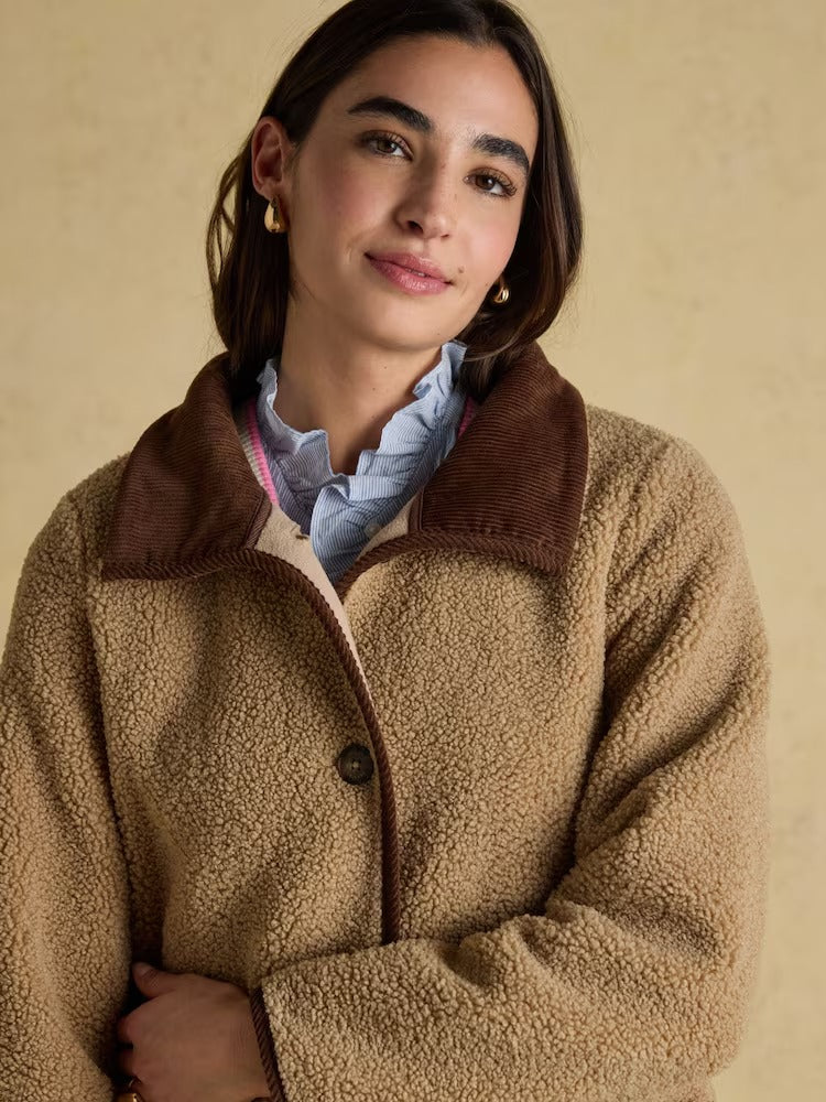 Sadie Taupe Longline Fleece Jacket