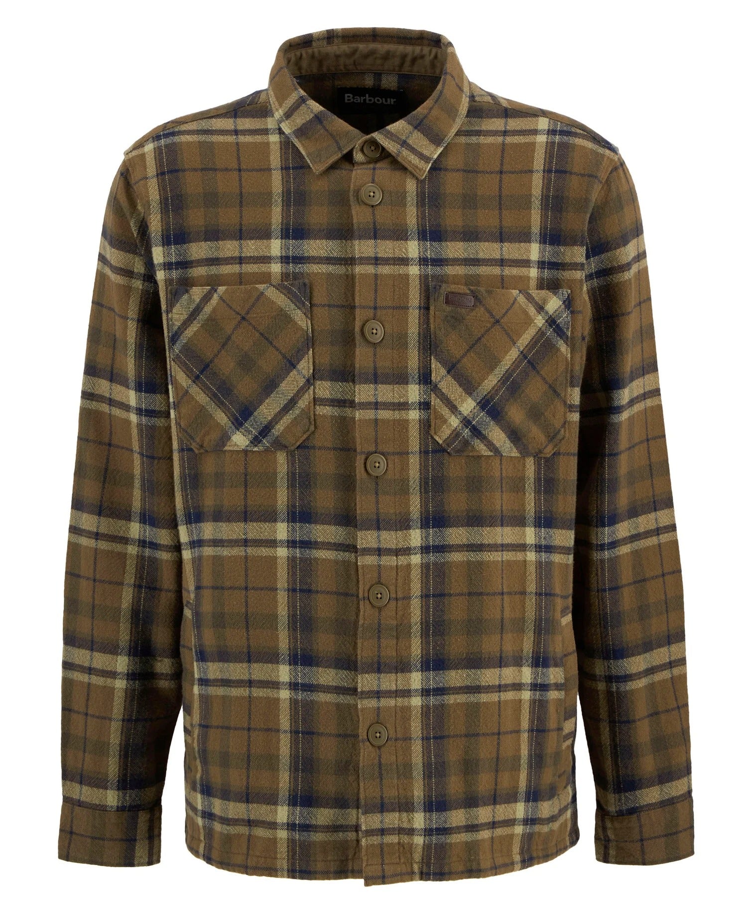 Trent Checked Overshirt - Olive