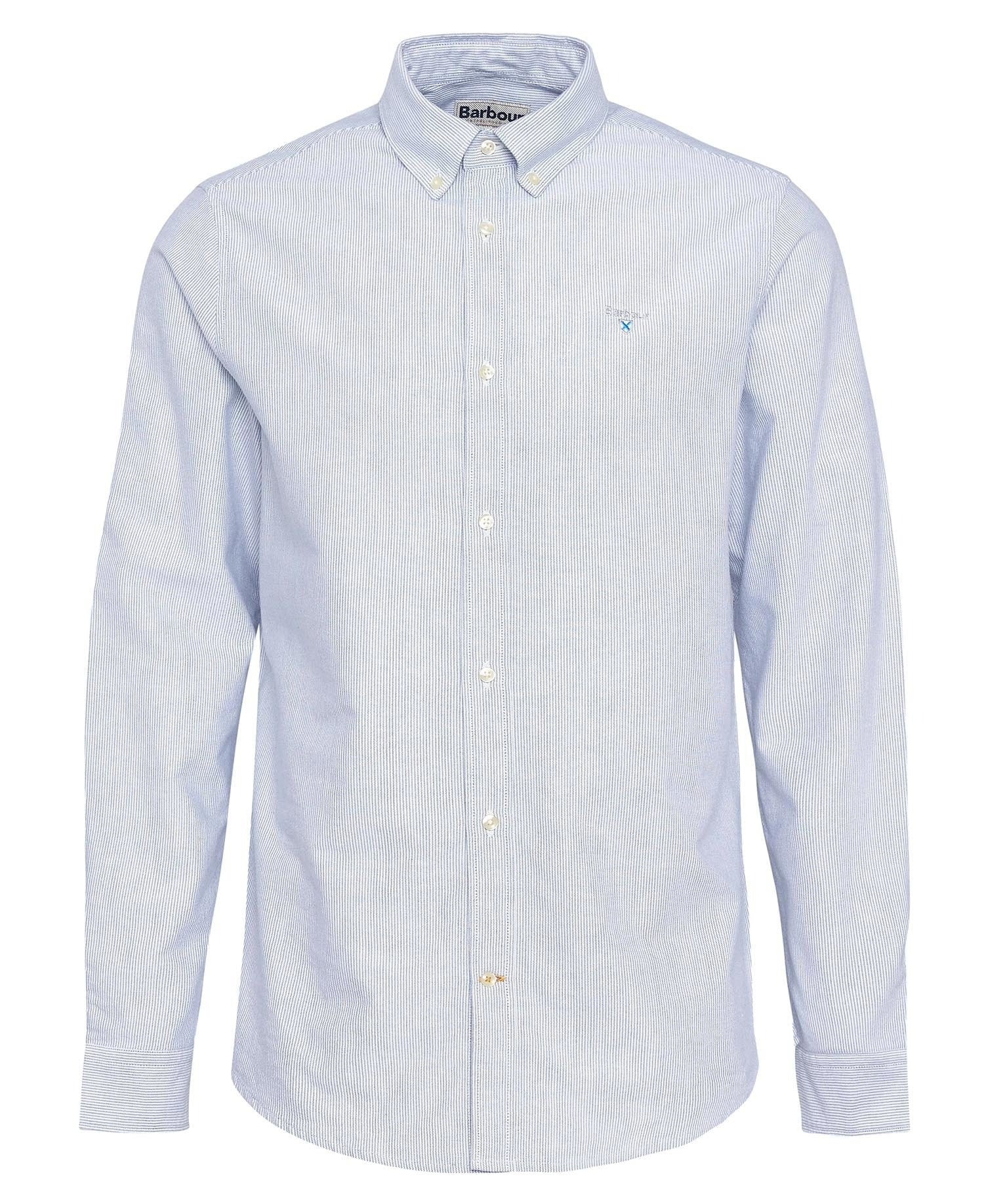 Striped Oxford Tailored Long-Sleeved Shirt - Navy