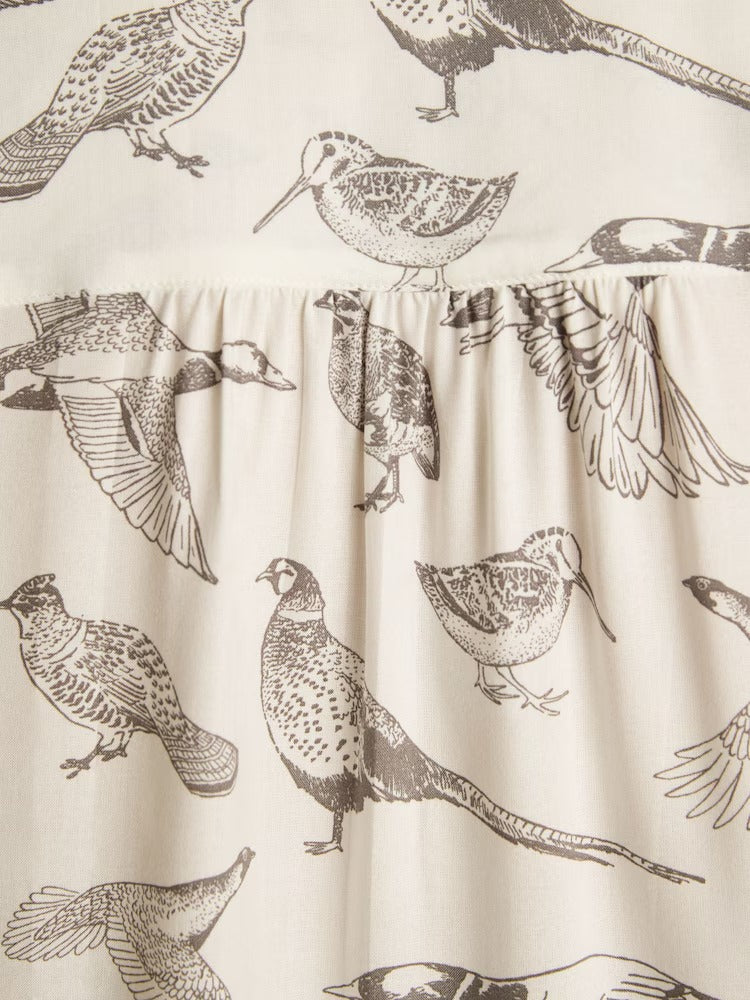 Elvina Bird print White Relaxed Fit Shirt