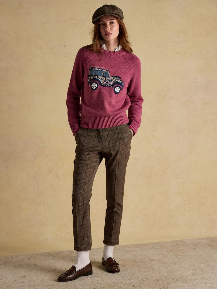 Rutland Pink Intarsia 4x4 Cotton Rich Knitted Jumper