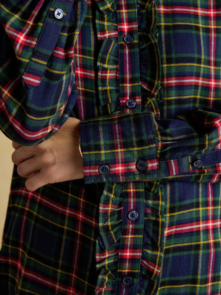 Selene Navy Brushed Ruffle Shirt