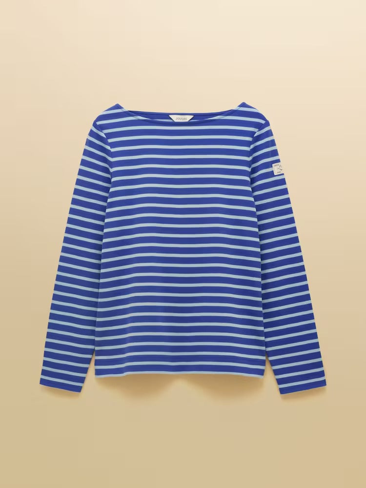 Harbour Dark Blue/Sky Blue Long Sleeve Striped Boat Neck Long Sleeve Breton Top