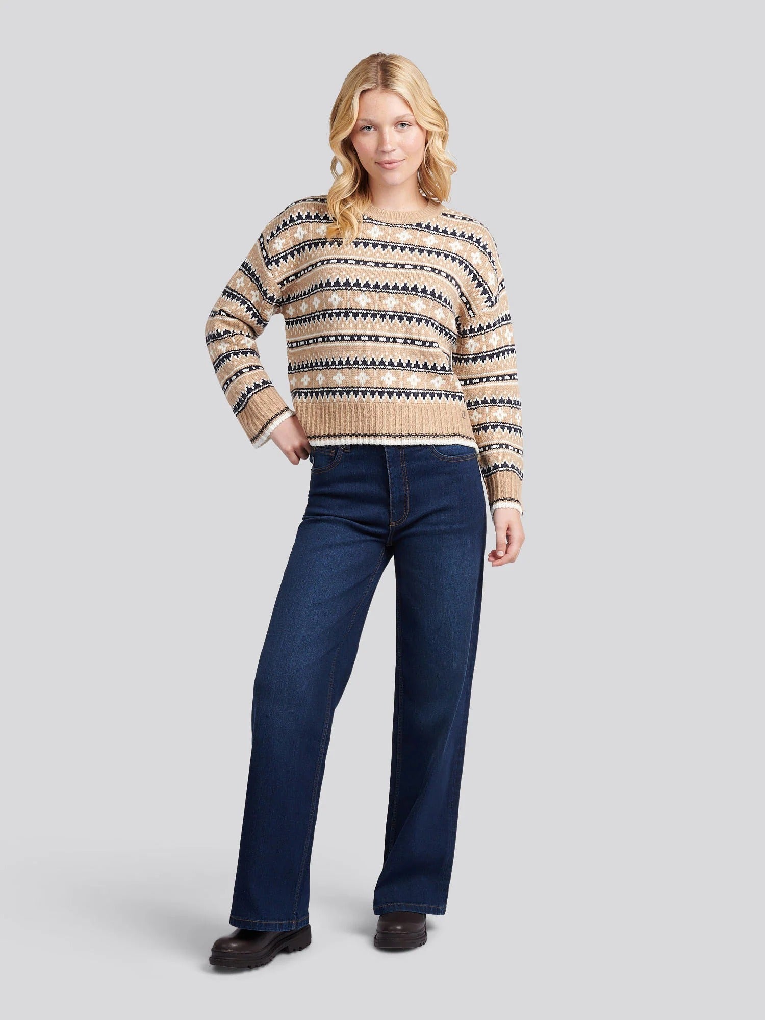Women's Fair Isle Stripe Jumper in Natural