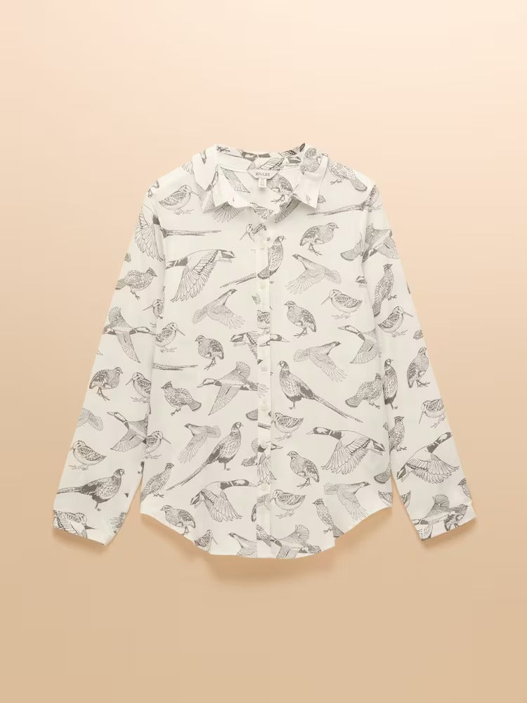 Elvina Bird print White Relaxed Fit Shirt