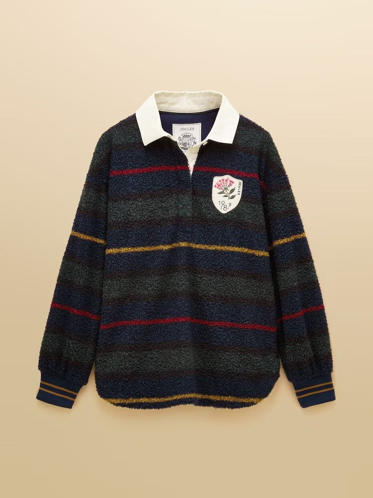 Navy Stripe Fleece Long Sleeve Rugby Shirt
