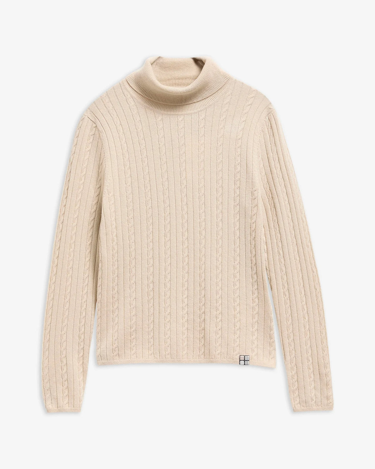 Georgette Cable Knit Rollneck Jumper - Birch