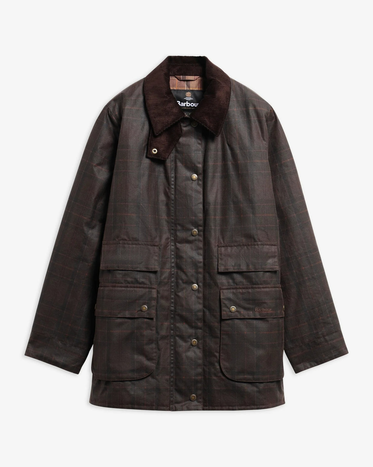 Modern Checked Border Waxed Jacket - Muted Tartan