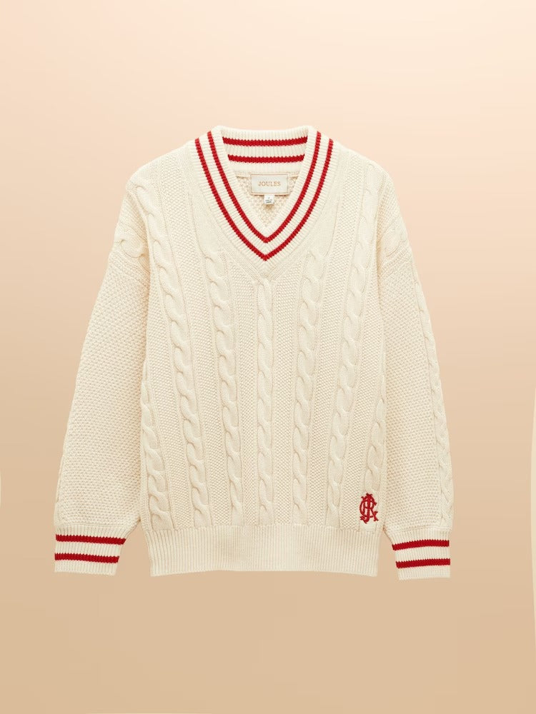 Dibbly Cream Cotton Cable Knit Cricket Jumper