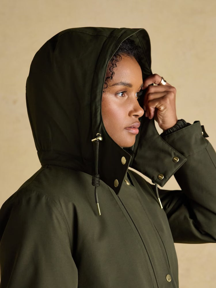 Warmwell Green Waterproof Fleece Lined Raincoat with Hood