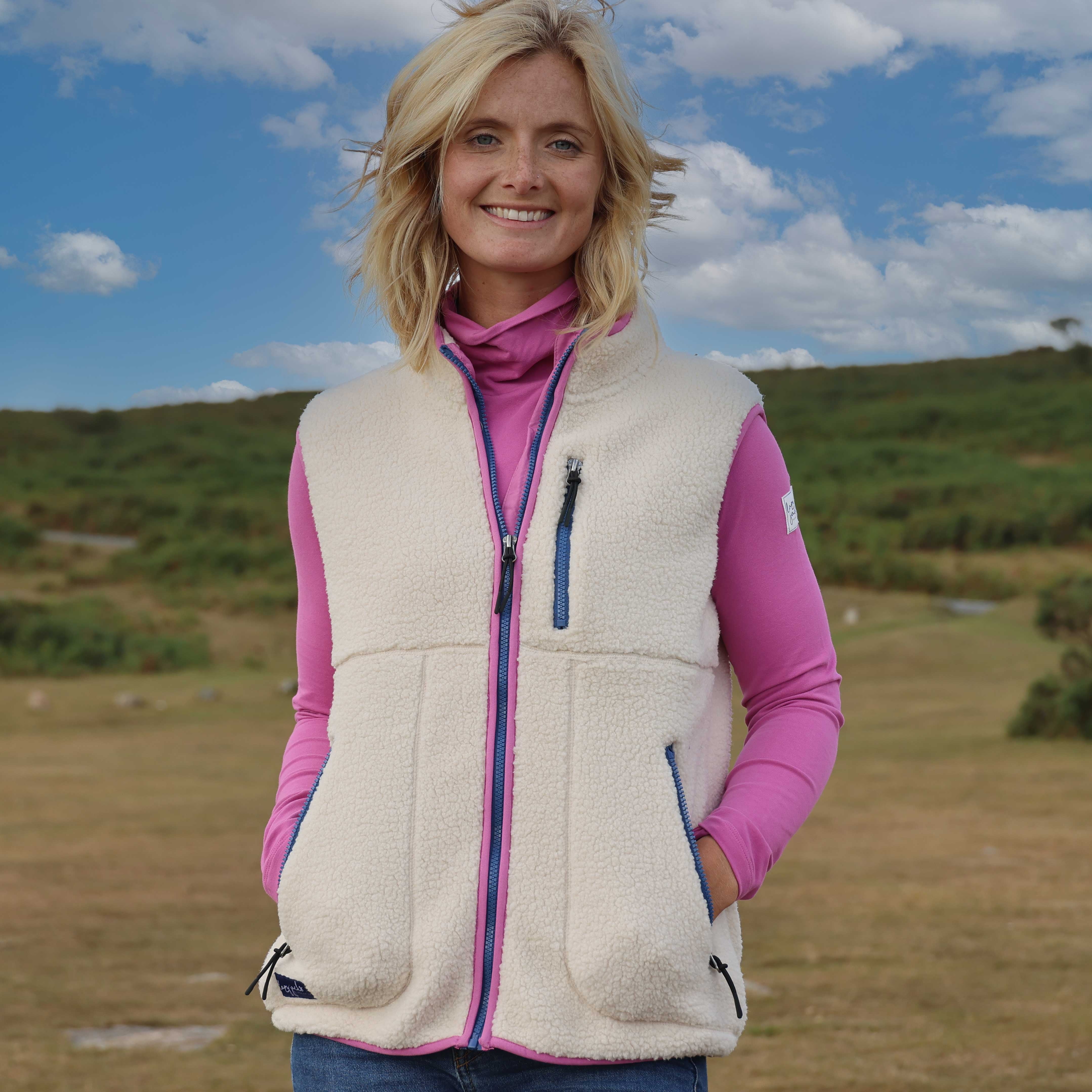 LJ802 - Ladies Sherpa Fleece Gilet - Oatmeal
