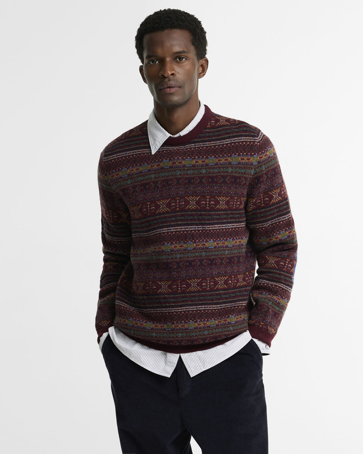 Dalehead Fair Isle Crew Neck Jumper - Wine