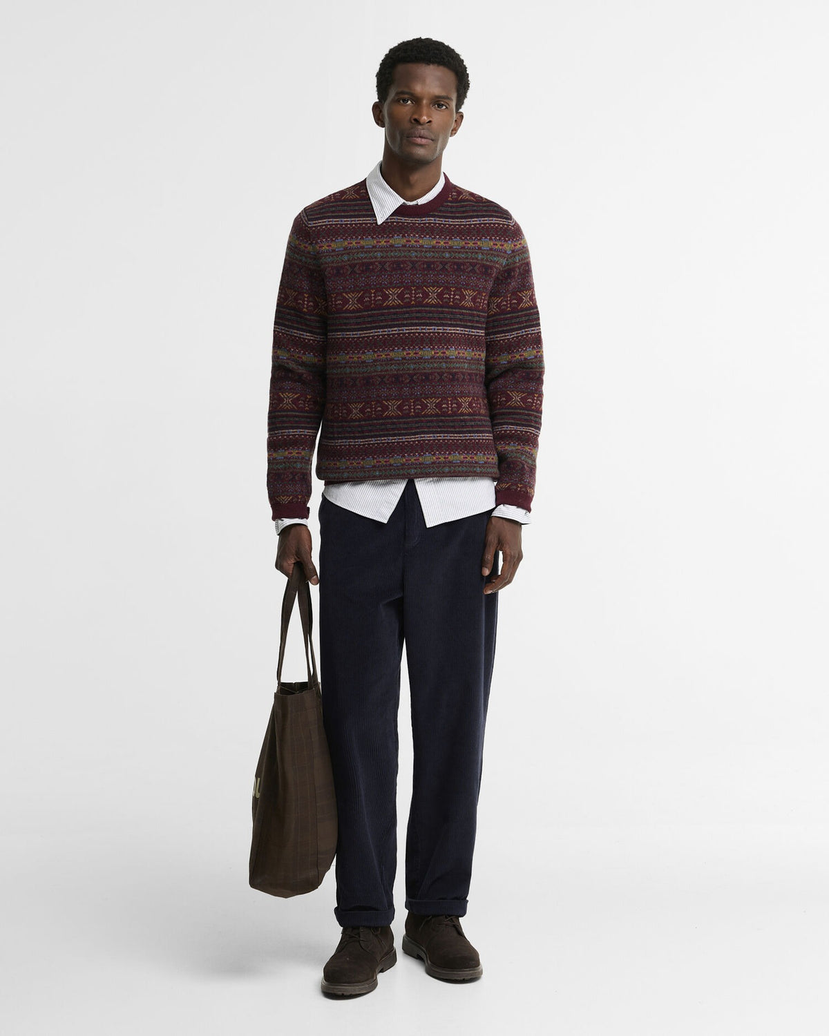 Dalehead Fair Isle Crew Neck Jumper - Wine