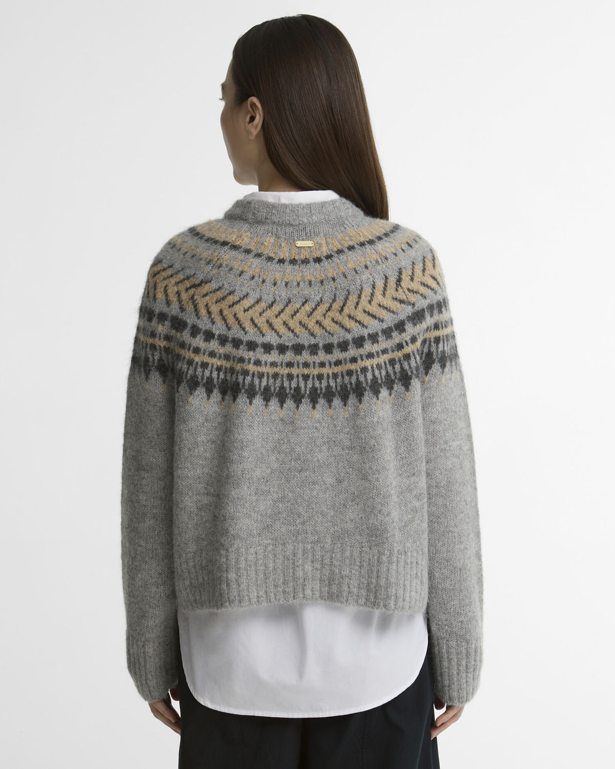 Annette Fair Isle Crew Neck Jumper - Grey Multi