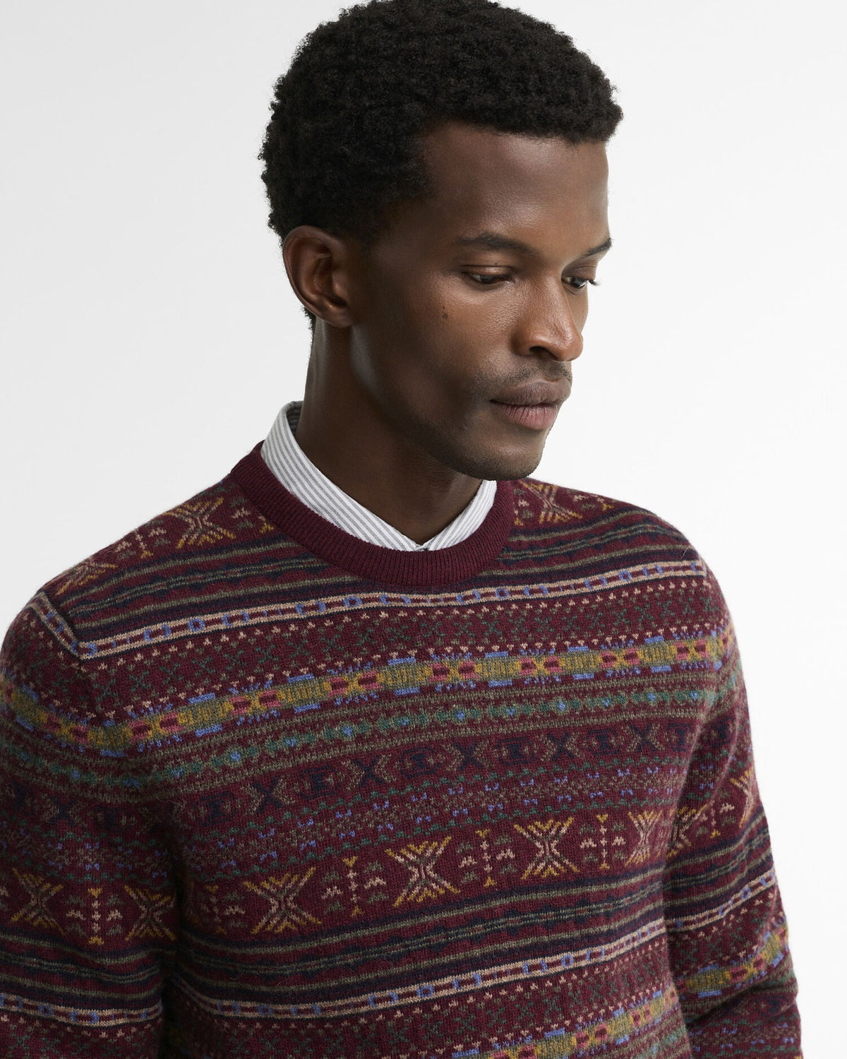 Dalehead Fair Isle Crew Neck Jumper - Wine