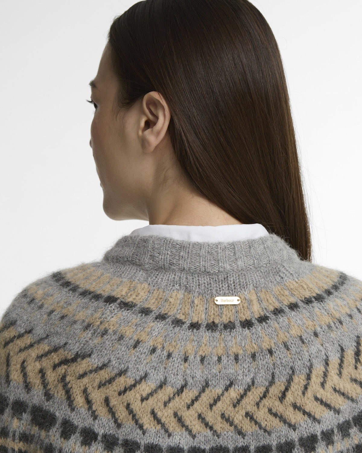 Annette Fair Isle Crew Neck Jumper - Grey Multi