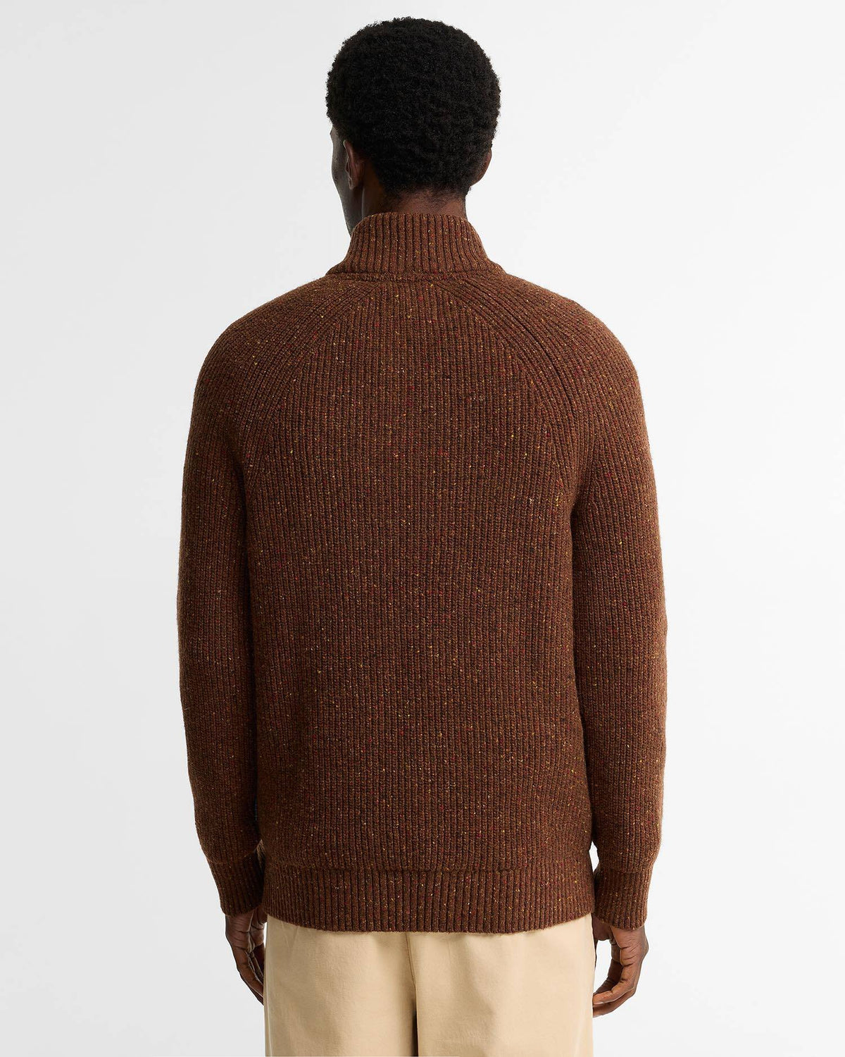 Essentials Fleck Wool Half-Zip Jumper - Bracken
