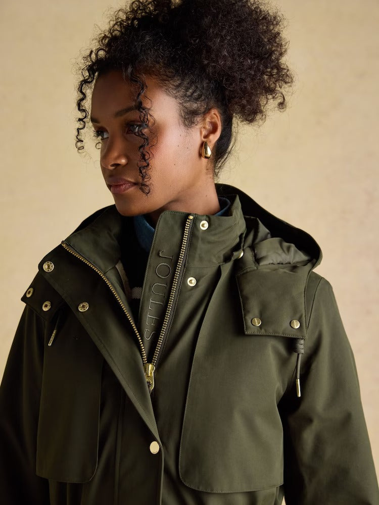 Warmwell Green Waterproof Fleece Lined Raincoat with Hood