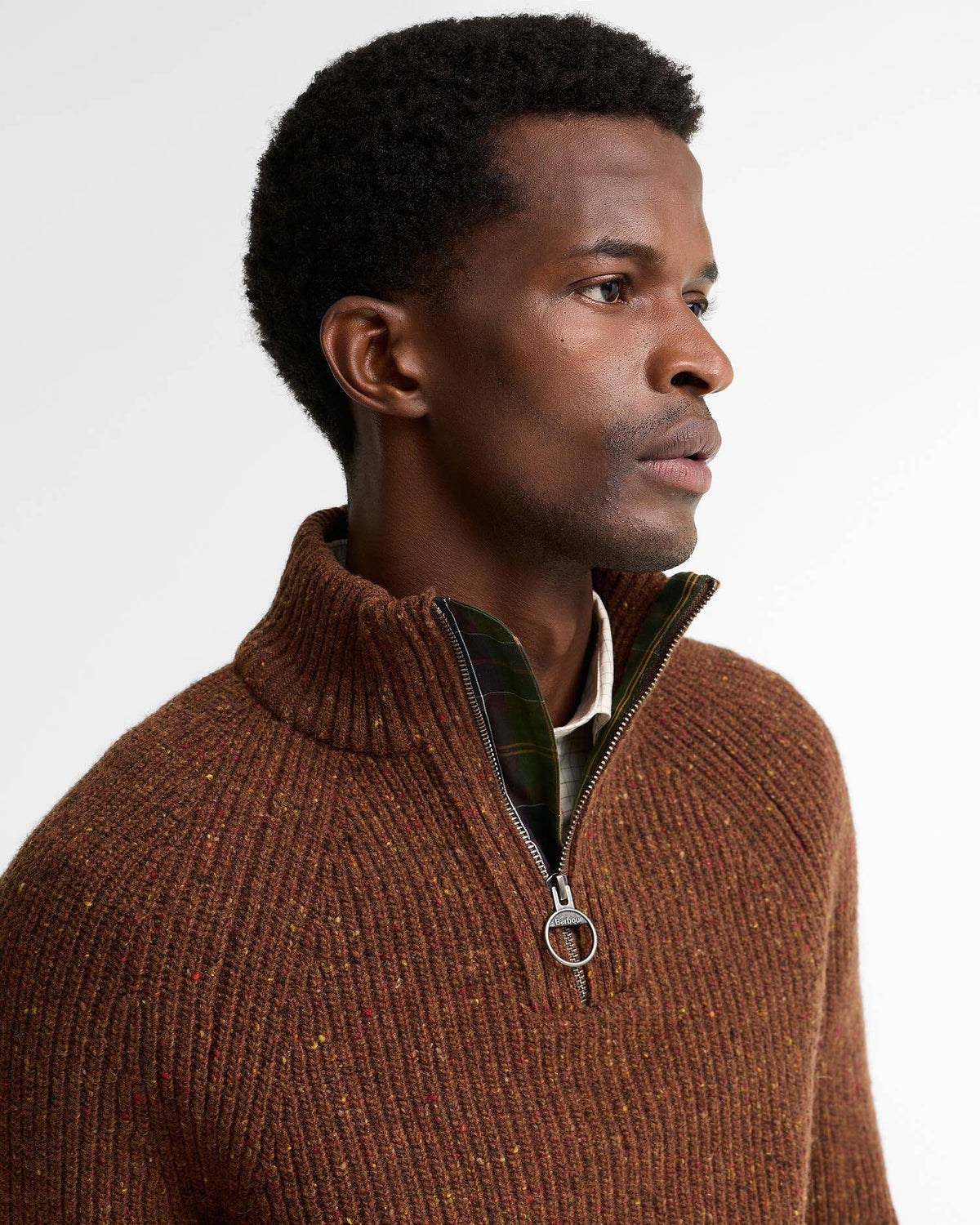 Essentials Fleck Wool Half-Zip Jumper - Bracken