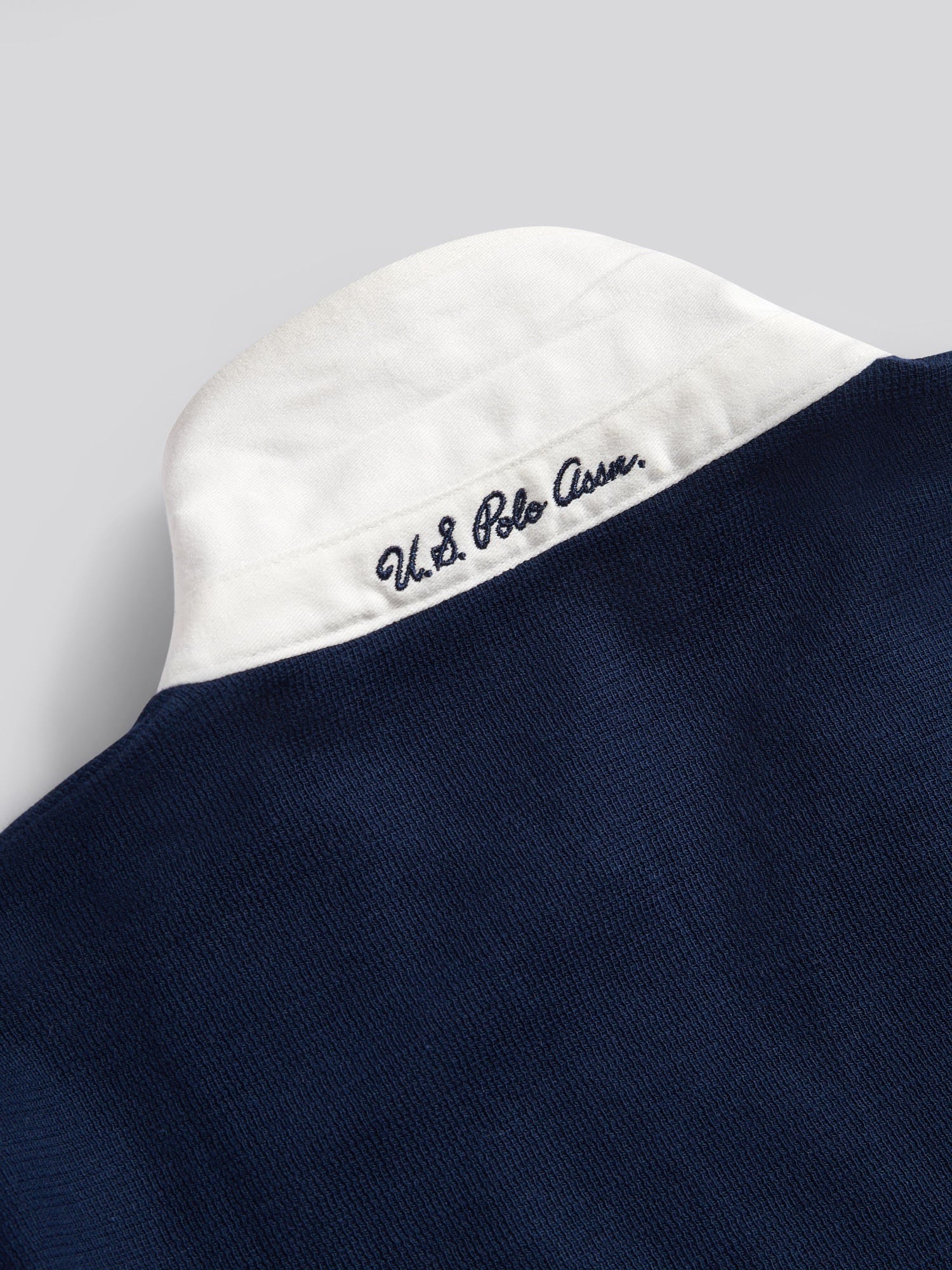 Women's Contrast Collar Stripe Rugby Top in Navy Iris
