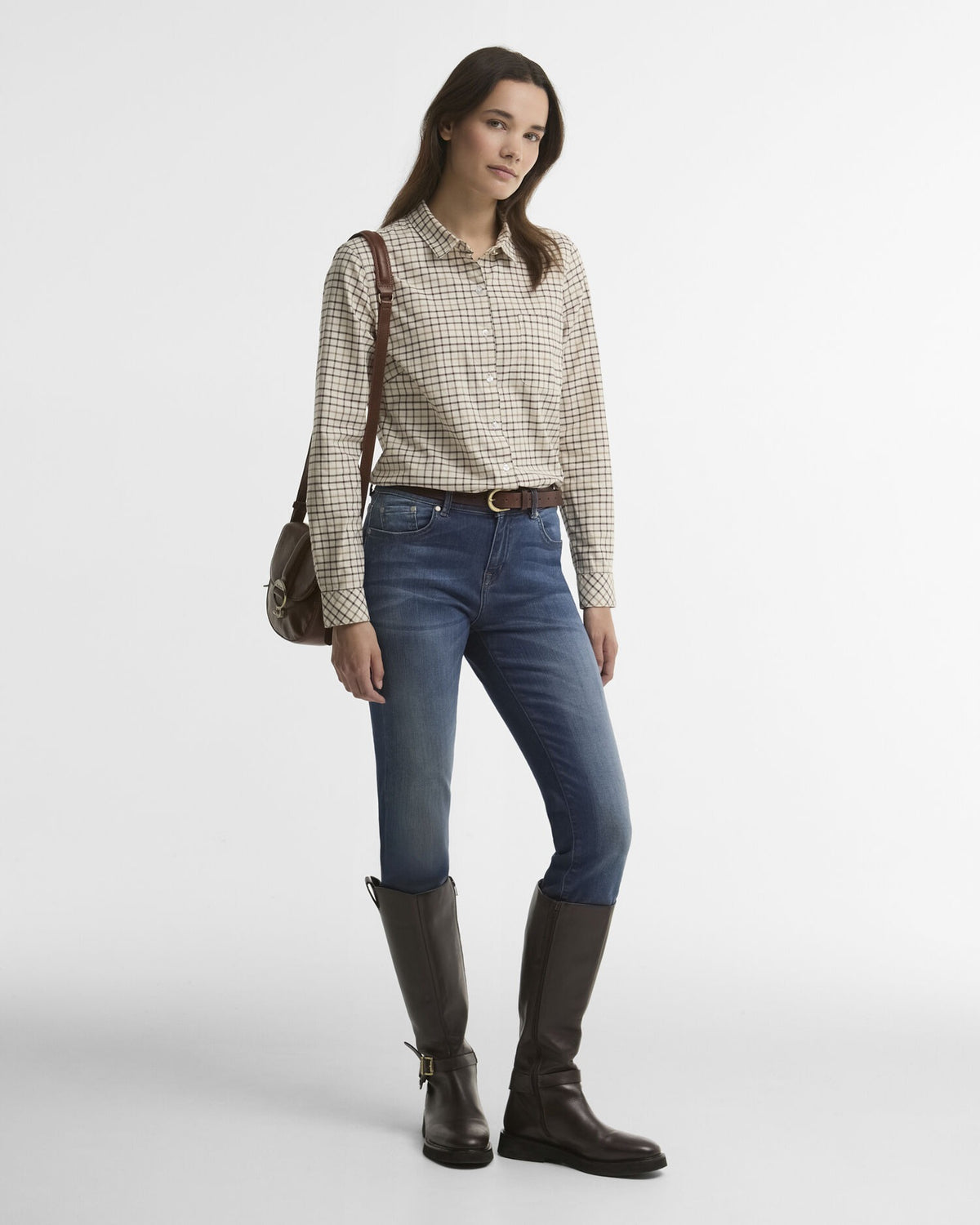 Woodside Tailored Long-Sleeved Shirt - Birch Tattersall