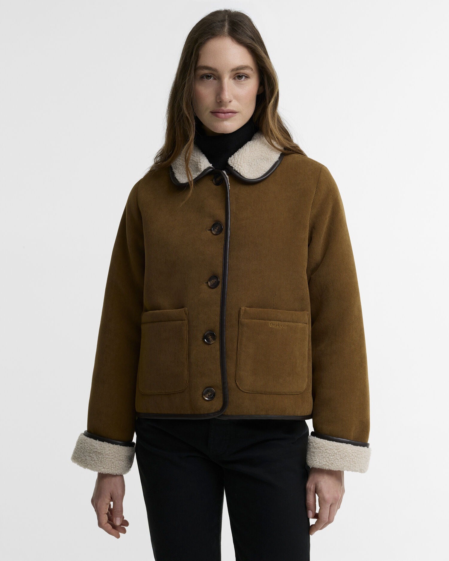 Penny Fleece Cord Jacket - Tan/Ecru