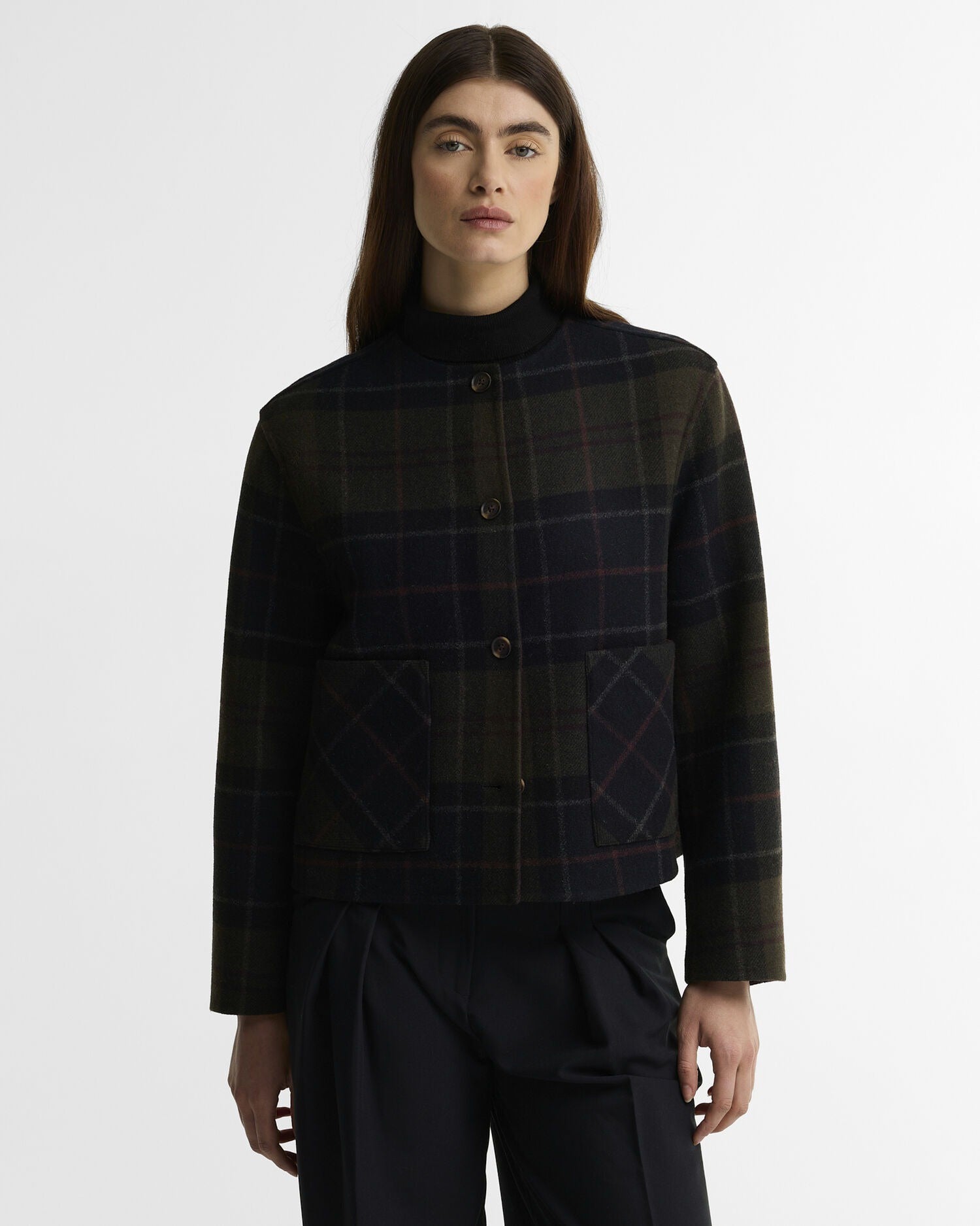 Marlow Tartan Wool Overshirt - Shadow Classic Tartan