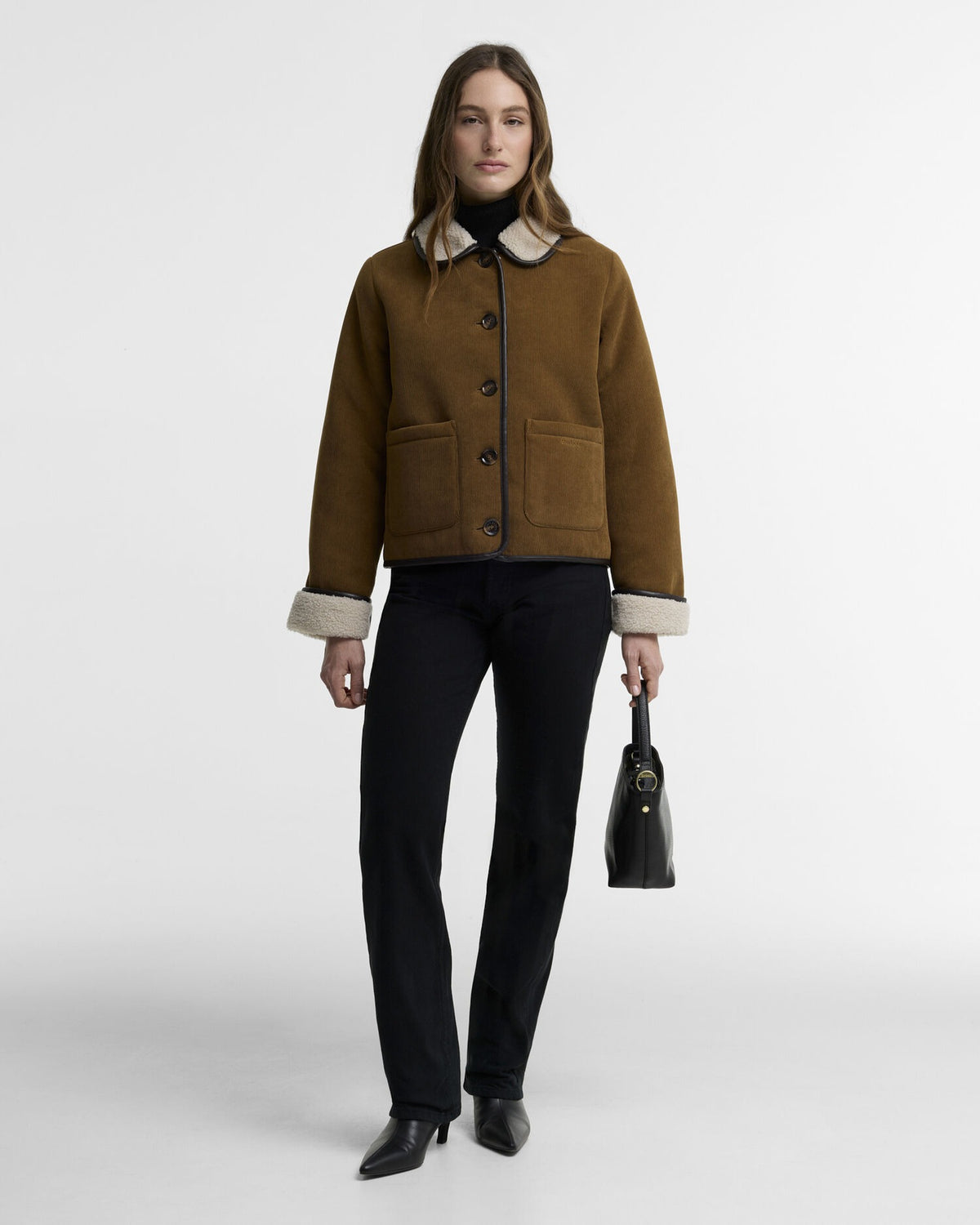Penny Fleece Cord Jacket - Tan/Ecru