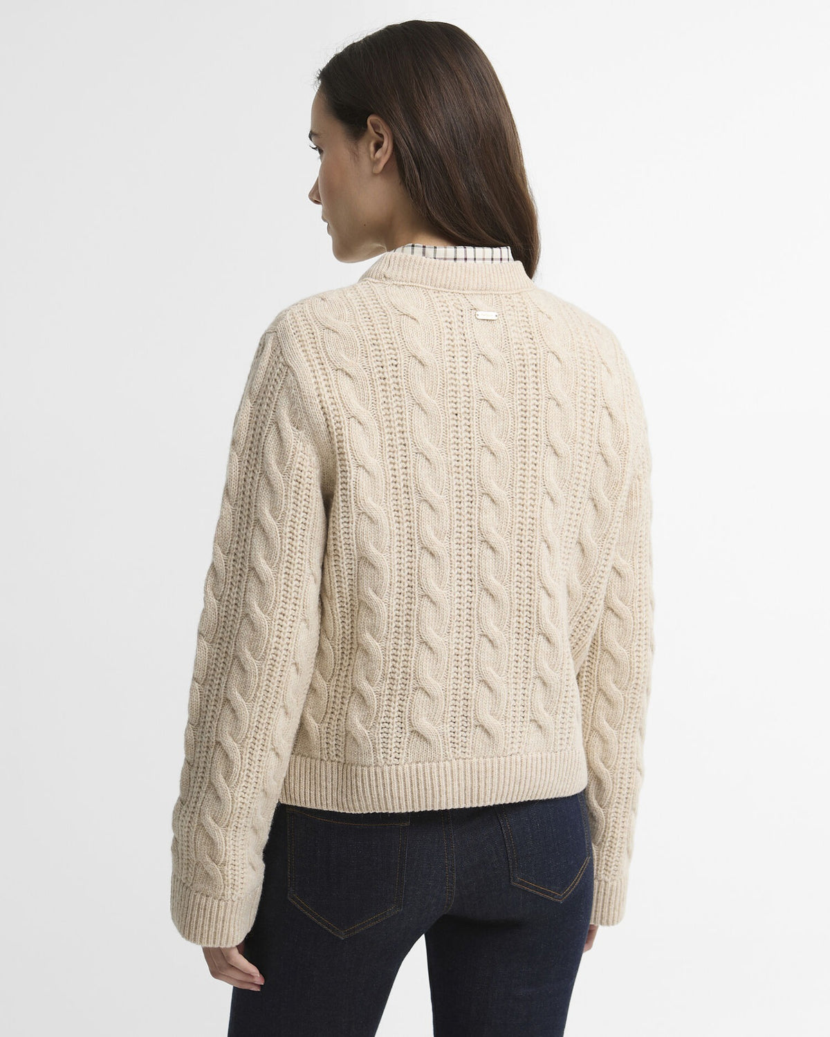 Joan Cropped Cable Knit Jumper - Birch