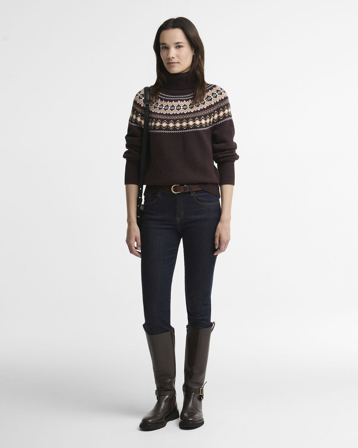 Darwen Fairisle Rollneck Jumper - Seal Brown