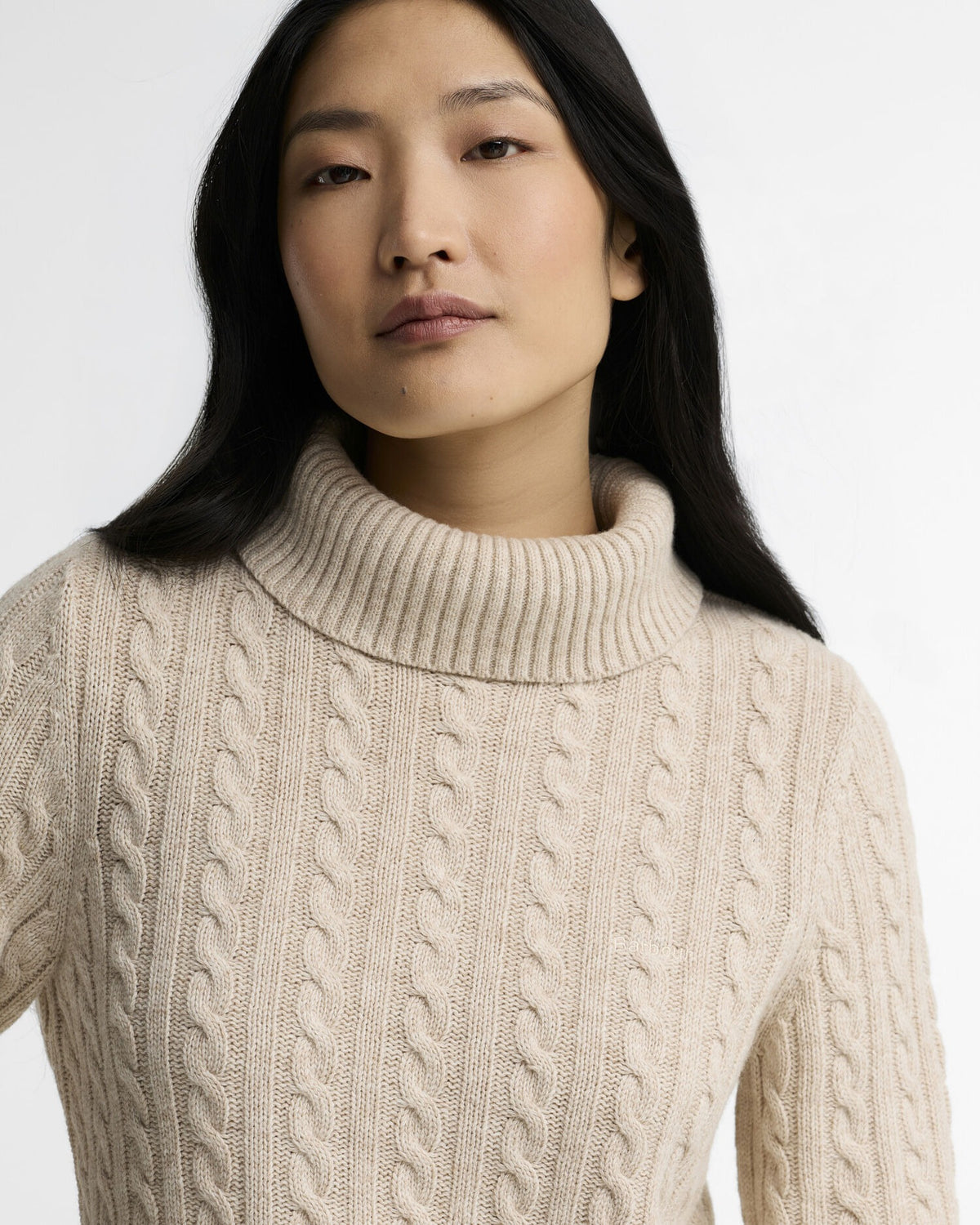 Ambleside Cable-Knit Rollneck Jumper - Oatmeal