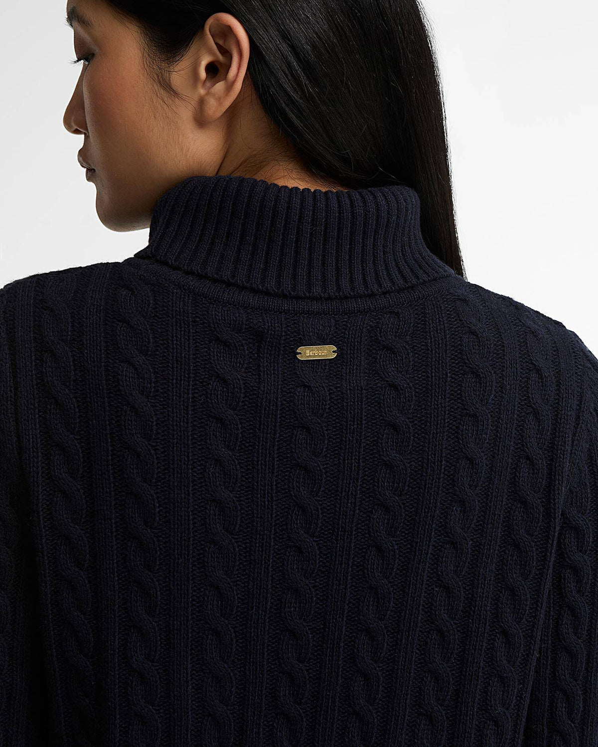 Ambleside Cable-Knit Rollneck Jumper - Navy