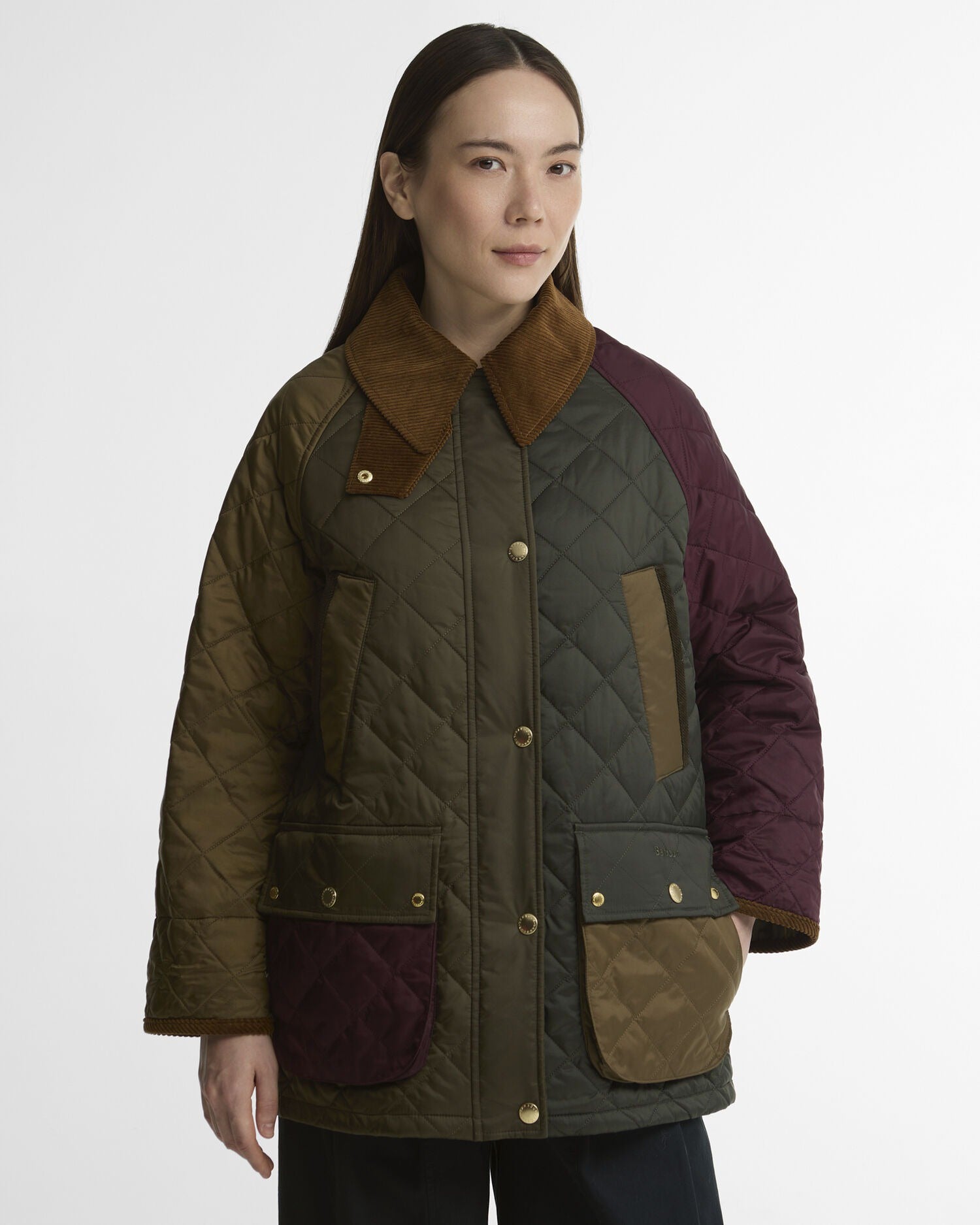 Patchwork Bedale Quilted Jacket - Olive/Ceech/Dk Olive/Merlot/Classic