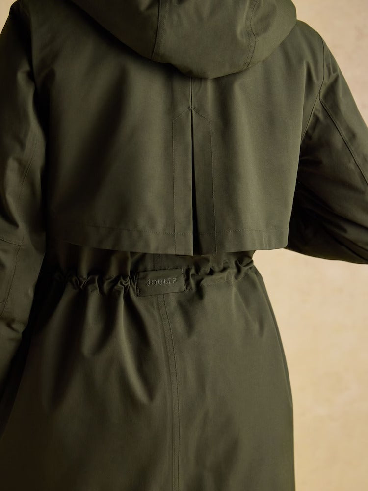 Warmwell Green Waterproof Fleece Lined Raincoat with Hood