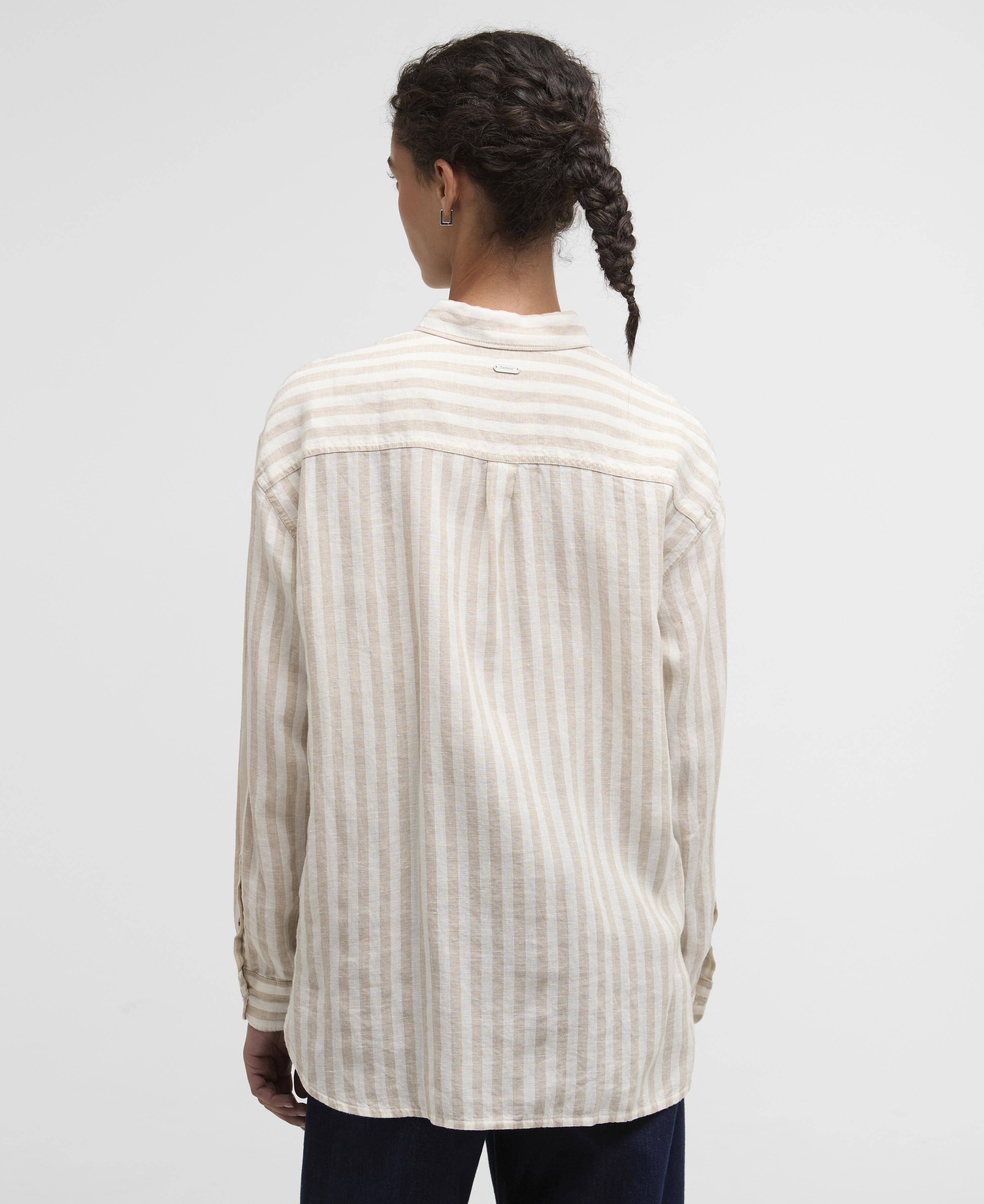 Annie Striped Linen Shirt - Light Sand Stripe