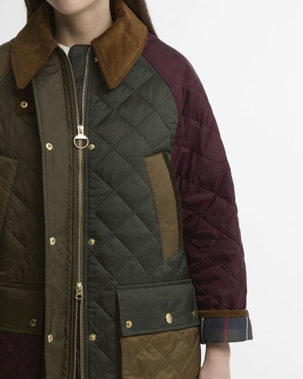 Patchwork Bedale Quilted Jacket - Olive/Ceech/Dk Olive/Merlot/Classic